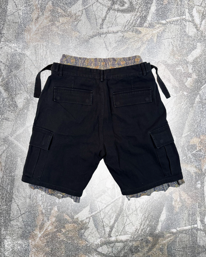 DOUBLE DOWN CARGO SHORTS (BLACK/CAMO)