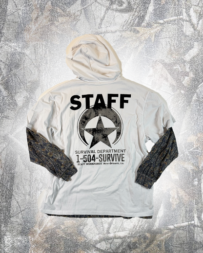 SURVIVAL CAMP HOODED TEE (WHITE/CAMO)